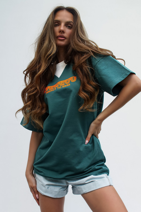 T-shirt COOL GIRL długi green