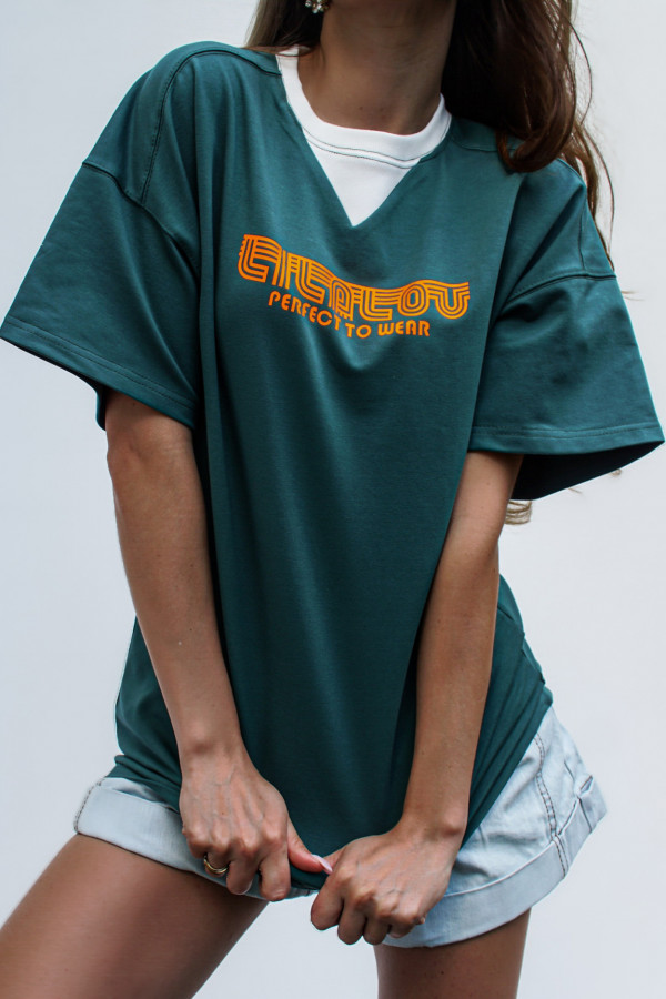 T-shirt COOL GIRL długi green 2