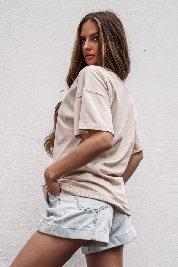T-shirt COOL GIRL długi beige 2