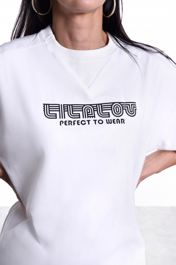 T-shirt COOL GIRL długi biało-czarny 3