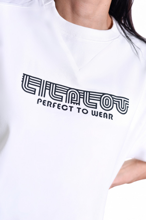 T-shirt COOL GIRL długi biało-czarny 4