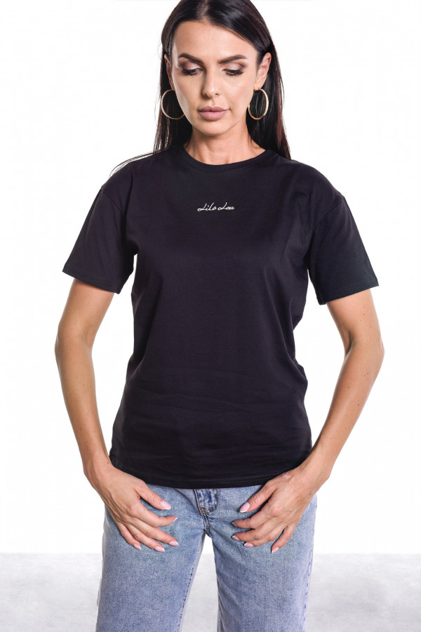 T-shirt LL czarny haft