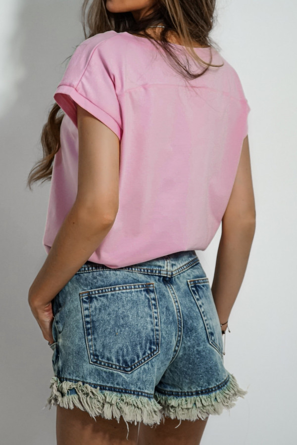 T-shirt V-NECK różowy 1
