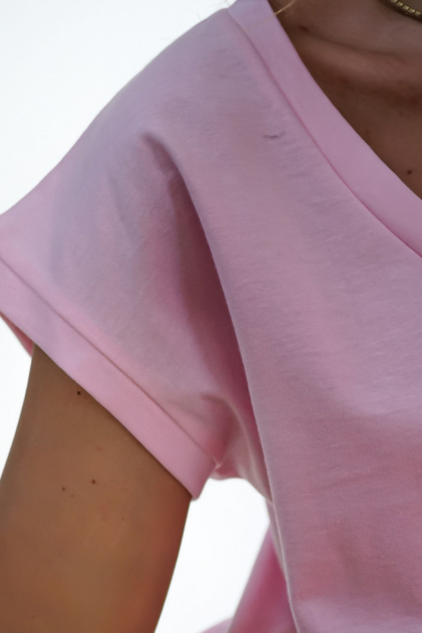 T-shirt V-NECK różowy 2