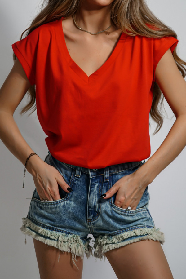 T-shirt V-NECK czerwony 1
