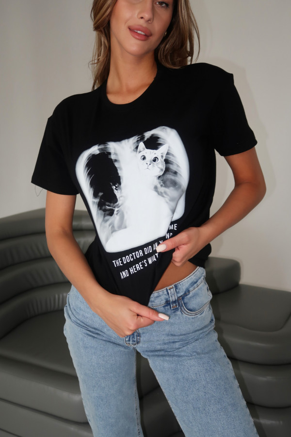 T-shirt CAT czarny
