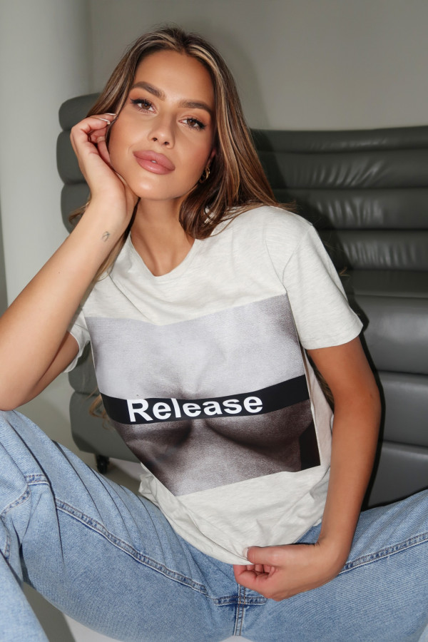 T-shirt RELEASE szary 1
